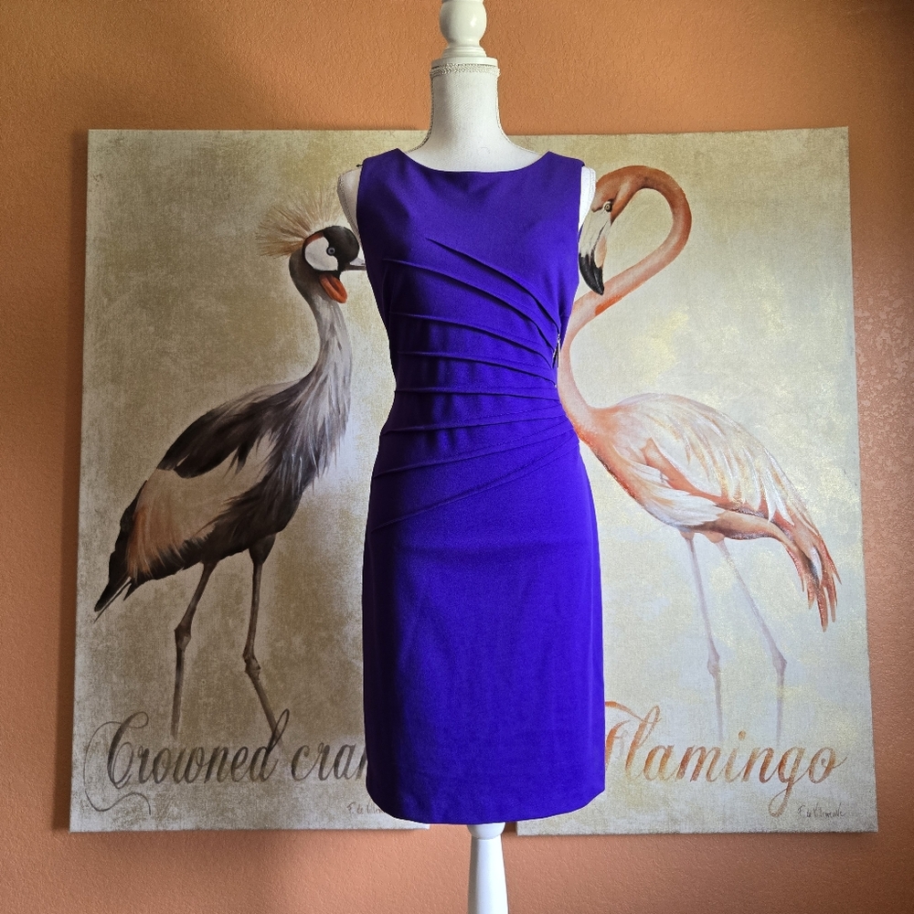 NWOT Ivanka Trump Sheath Dress Mini Sleeveless Royal Purple 8 Fitted Stretch